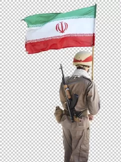 عکس دوربری سرباز با پرچم ایران