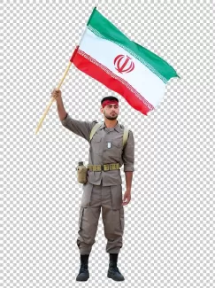 تصویر سرباز با پرچم ایران