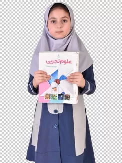 تصویر دوربری دانش آموز دختر با کتاب تصویر دوربری دانش آموز دختر با کتاب