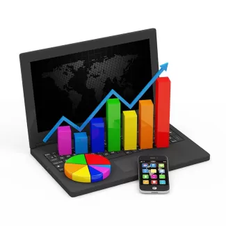 تصویر باکیفیت انواع نمودار سه بعدی و لپتاب