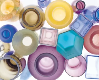 تصویر باکیفیت گلدان های شیشه ای رنگی