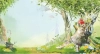 عکس باکیفیت منظره انیمیشنی درخت و کلبه