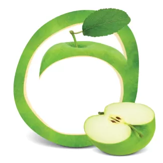 تصویر با کیفیت سیب سبز پوست شده