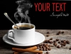 عکس با کیفیت فنجان قهوه و دانه های قهوه