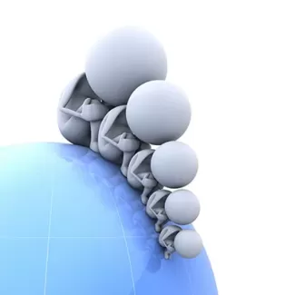 تصویر با کیفیت آدمک های نشسته روی کره تصویر با کیفیت آدمک های نشسته روی کره