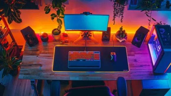 عکس با کیفیت میزکار با المان کامپیوتر عکس حرفه ای تکنولوژی