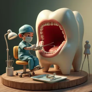 عکس فانتزی دندان پزشک در حال ترمیم دندان عکس حرفه ای کلینیک دندانپزشکی