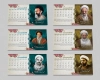 طرح لایه باز تقویم علما شامل عکس شخصیت های انقلابی جهت چاپ تقویم رومیزی 1403 شهدای انقلاب