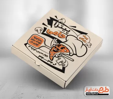 دانلود طرح جعبه پیتزا شامل وکتور پیتزا جهت استفاده برای بسته بندی و جعبه پیتزا به صورت دو رنگ
