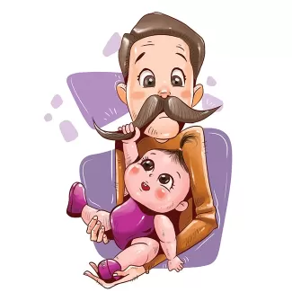 تصویرسازی پدر و نوزاد با فرمت psd و فتوشاپ