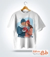 نمونه تیشرت یلدایی شامل تصویرسازی دختر و پسر
