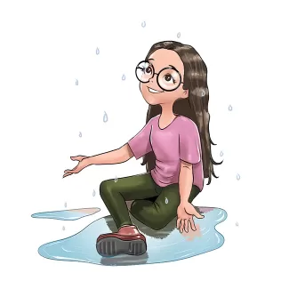 تصویرسازی دختر زیر باران با فرمت psd و فتوشاپ
