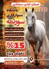 تراکت آموزشگاه سوارکاری شامل عکس اسب