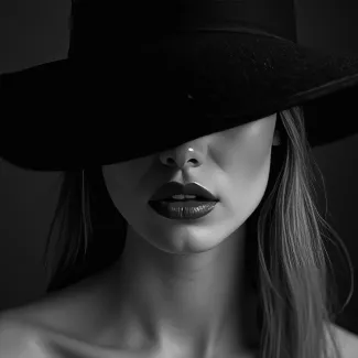 عکس باکیفیت زن با کلاه سیاه سفید عکس حرفه ای زن