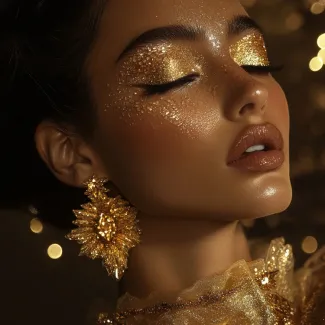 دانلود عکس آرایش طلایی عکس حرفه ای زن