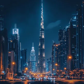 عکس برج خلیفه دبی در شب عکس حرفه ای ساختمان