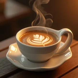 عکس هوش مصنوعی فنجان قهوه لته داغ عکس حرفه ای کافی شاپ