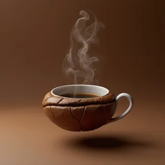 تصویر قهوه در فنجان دانه قهوه مدل هوش مصنوعی عکس حرفه ای کافی شاپ