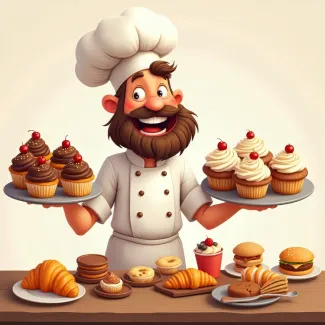 عکس با کیفیت کیک و شیرینی در دست آشپز عکس حرفه ای شیرینی سرا