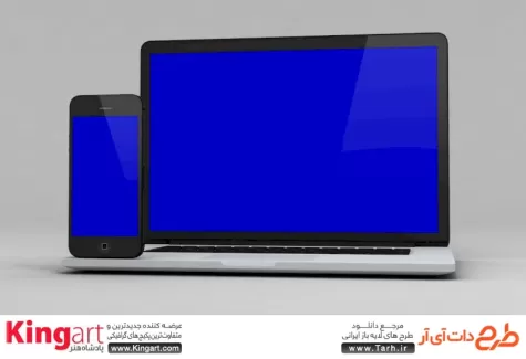 قالب لایه باز موکاپ لپ تاپ و گوشی جهت پیش نمایش ریسپانسیو دستگاه‌های دیجیتال