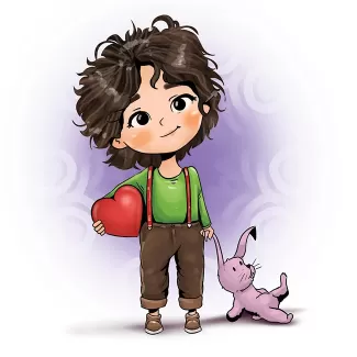 تصویرسازی پسر بازیگوش شامل کاراکتر بچه با عروسک