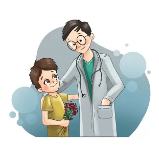 تصویرسازی پزشک و کودک با فرمت psd و فتوشاپ شامل تصویر سازی دکتر و پسر بچه