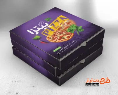 طرح جعبه بسته بندی پیتزا لایه باز جهت استفاده برای بسته بندی و جعبه پیتزا به صورت رنگی