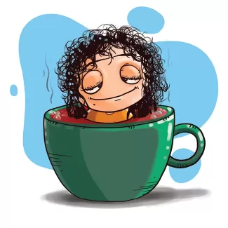تصویرسازی فانتزی دختر و فنجان چای با فرمت psd و فتوشاپ
