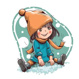 تصویرسازی دختر در برف با فرمت psd و فتوشاپ