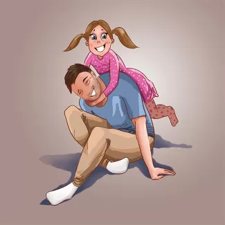 طرح تصویرسازی پدر و دختربچه