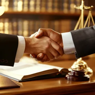 عکس دست دادن با بکگراند میزکار وکیل عکس حرفه ای وکالت