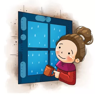 تصویرسازی دختر کنار پنجره با فرمت psd و فتوشاپ