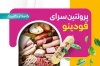 طرح کارت ویزیت سوپر پروتئین شامل تصویرسازی سوسیس و کالباس