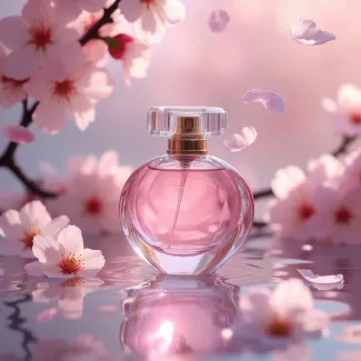 عکس ادکلن زنانه و شکوفه صورتی عکس حرفه ای عطر و ادکلن