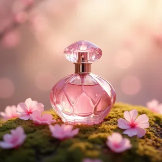 تصویر با کیفیت ادکلن با شیشه صورتی عکس حرفه ای عطر و ادکلن