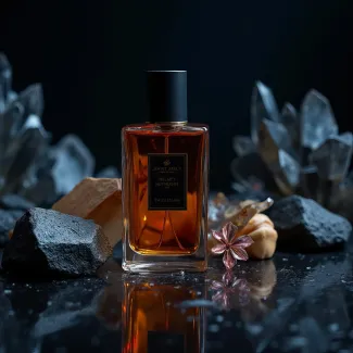 عکس هوش مصنوعی شیشه ادکلن مستطیلی عکس حرفه ای عطر و ادکلن