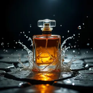 عکس حرفه ای ادکلن با قطرات آب عکس حرفه ای عطر و ادکلن