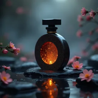 عکس ادکلن کنار شکوفه های صورتی عکس حرفه ای عطر و ادکلن