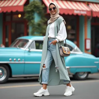 عکس با کیفیت زن با سارافون بلند عکس حرفه ای مانتو فروشی