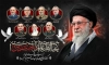 بنر پشت منبر محرم شامل خوشنویسی ان الحسین مصباح الهدی