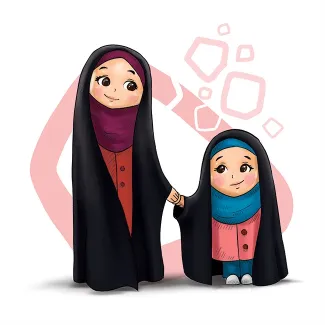تصویرسازی مادر و دختر چادری با فرمت psd و فتوشاپ