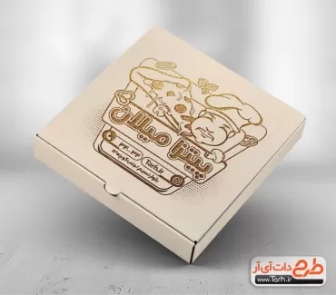 طرح سیاه سفید جعبه پیتزا شامل وکتور پیتزا جهت استفاده برای بسته بندی و جعبه پیتزا به صورت تک رنگ