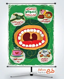 بنر خام آموزش مراقبت از دندان شامل تصویرسازی دهان