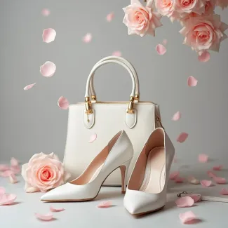 تصویر استوک کیف و کفش ست مناسب عروس عکس حرفه ای کیف و کفش