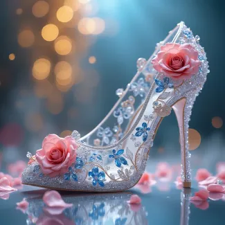عکس کفش پاشنه بلند فانتزی با گل رز عکس حرفه ای کیف و کفش