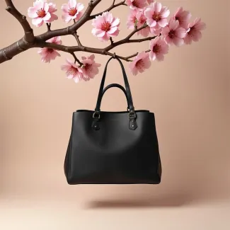 عکس هوش مصنوعی کیف زنانه روی شاخه درخت عکس حرفه ای کیف و کفش