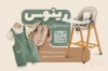 طرح لایه باز کارت ویزیت سیسمونی شامل عکس لباس کودک