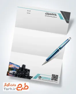 طرح خام سربرگ صوتی تصویری با عکس لوازم صوتی تصویری و فرمت psd و قابلیت ویرایش
