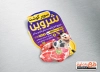 طرح لایه باز برچسب گوشت فروشی شامل عکس گوشت