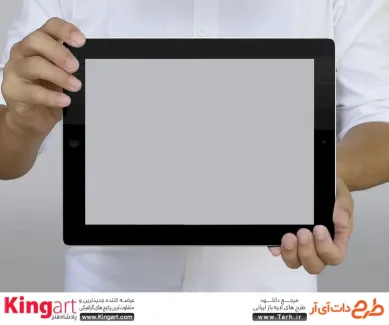 طرح لایه باز موکاپ صفحه تبلت به صورت لایه باز با فرمت psd جهت پیش نمایش صفحه iPad